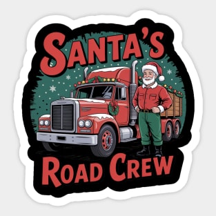 Santa’s Road Crew -Christmas Trucker Vintage Design Sticker